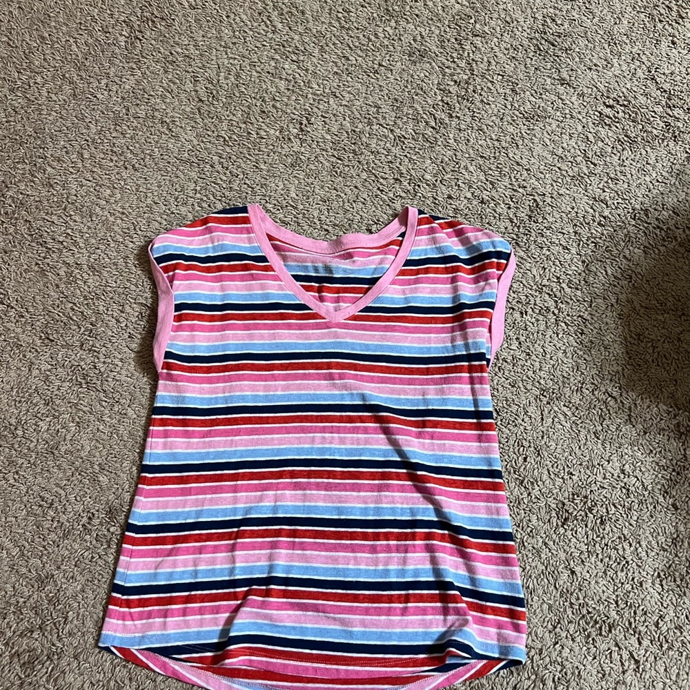 Talbots Striped Pink and Navy Tee